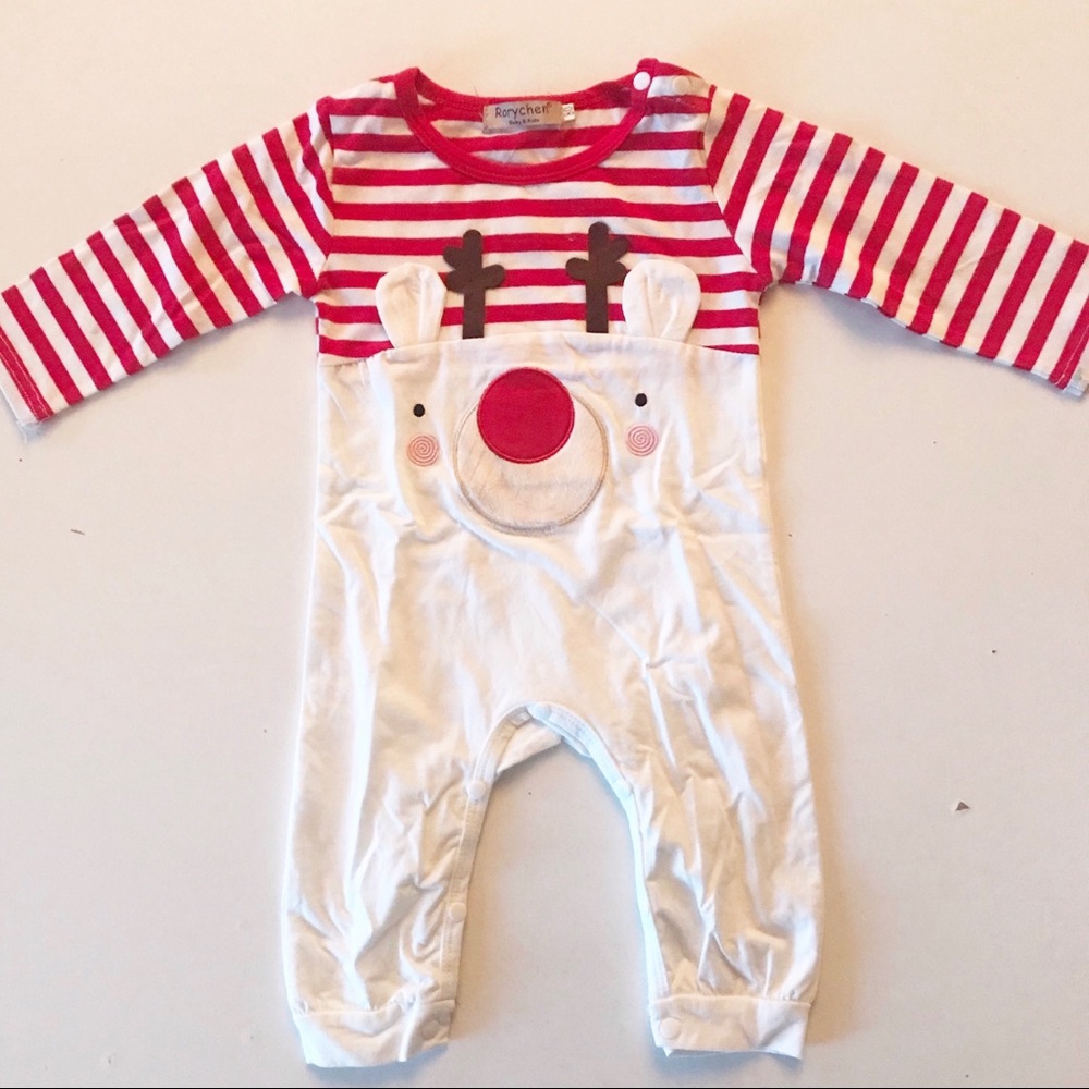 Rorychen Holiday Rudolph Romper NWOT
